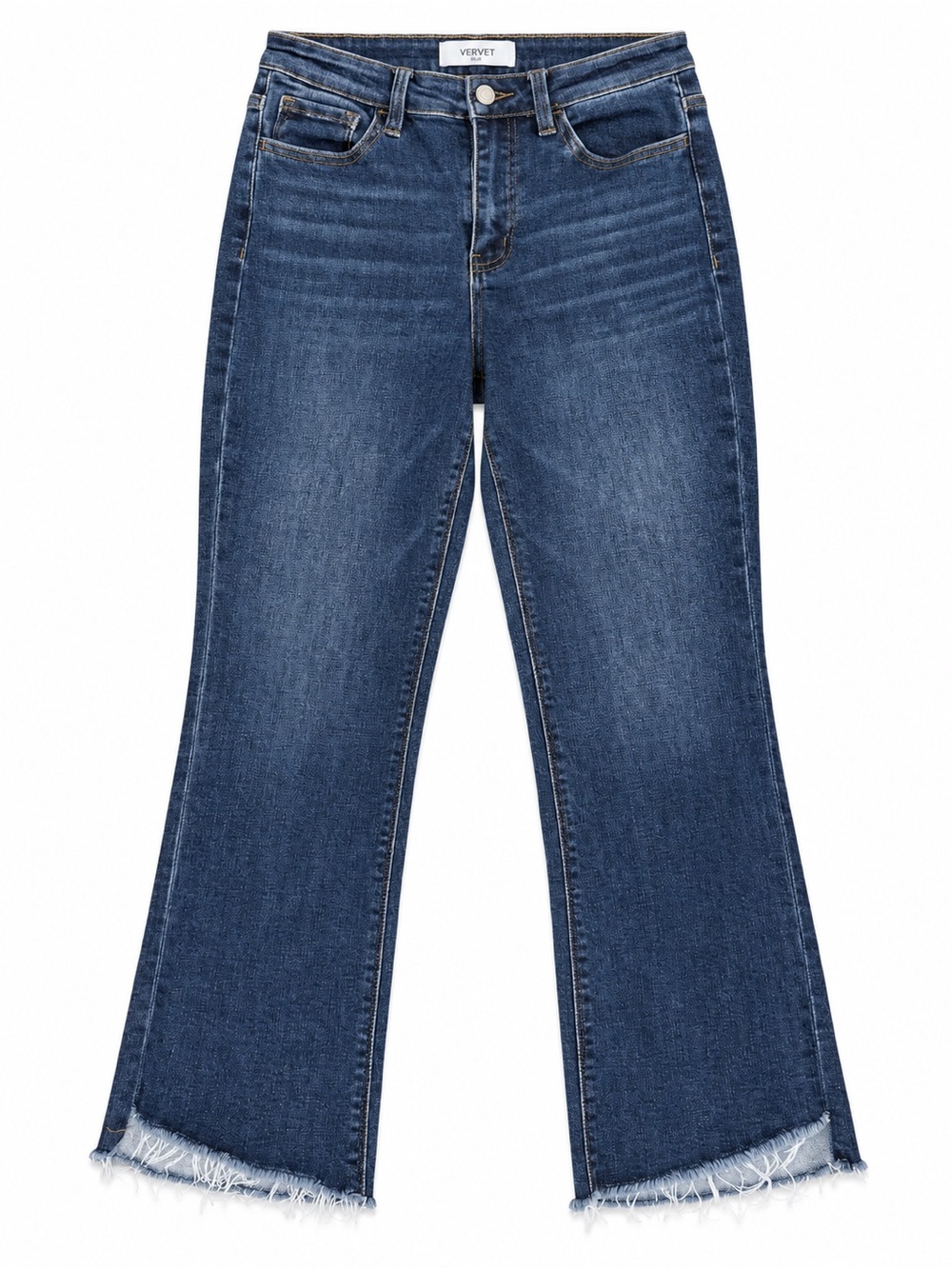 VERVET by Flying Monkey Size 28 Raw Hem Crop Flare Jeans Dark Wash